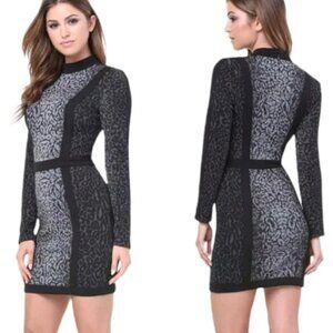 Bebe Black and Gray Leopard Print Dress Size XL